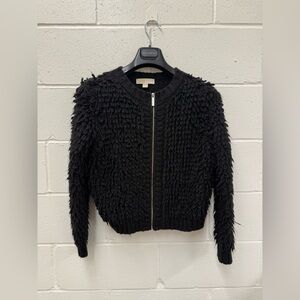 MICHAEL Michael Kors Black Zip-Up Teddy Jacket